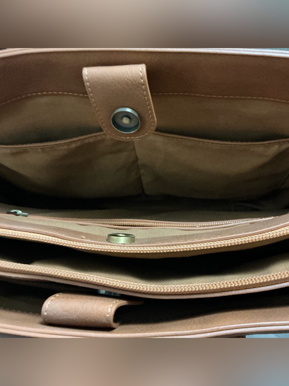 ECOSUSI Brown Vegan Leather Laptop Tote Work Bag 15.6” Tassel Purse - Picture 5 of 6